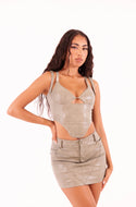 AMAYA Corset in Snakeskin Green
