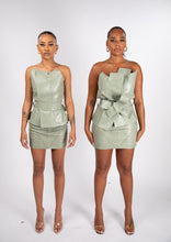 Load image into Gallery viewer, Asymmetric Bustier in Green Croc *CUSTOM ORDER*
